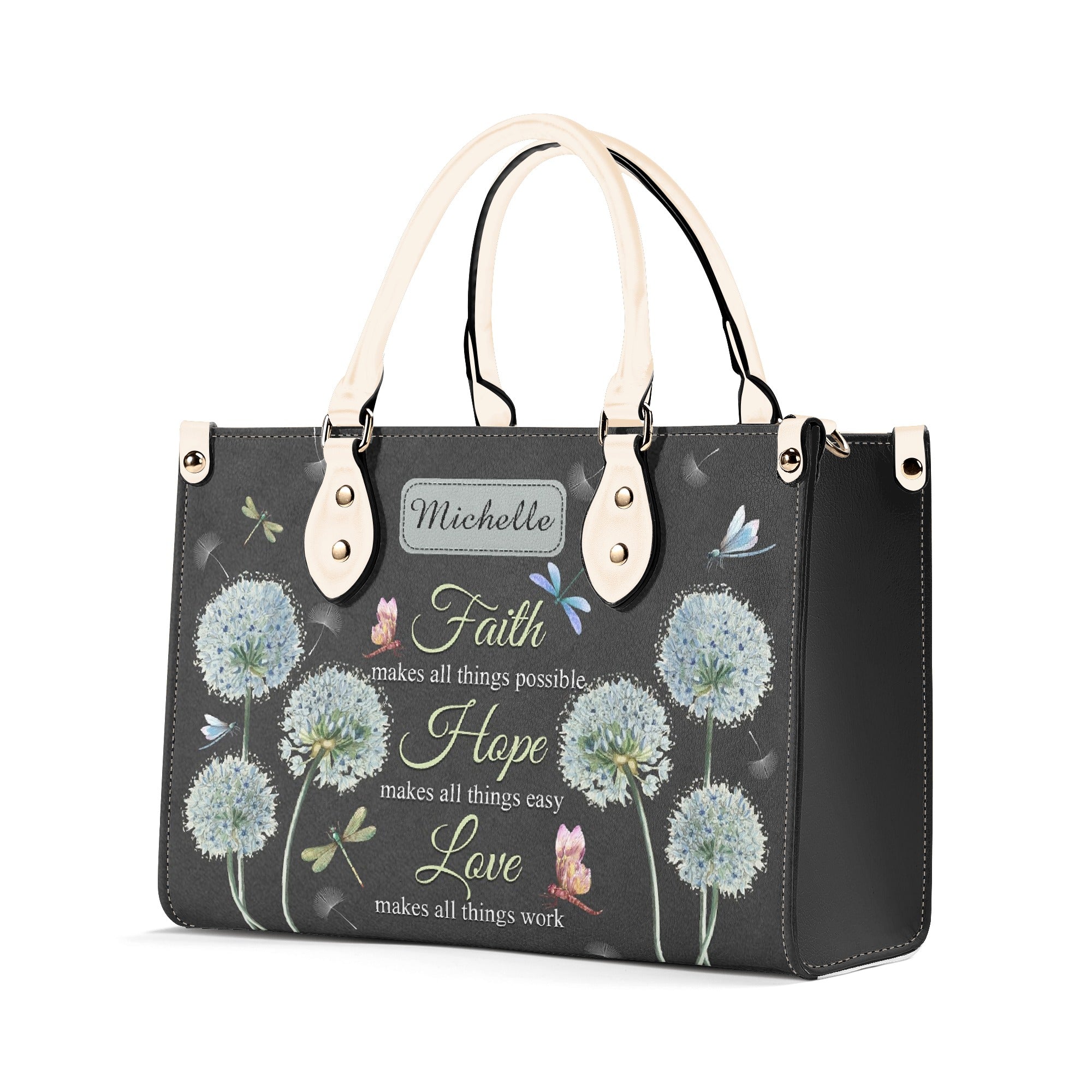 Faith Makes All Things Possible Leather Bag, Custom Leather Bag With Bible Verse, Jesus Bag. BLAF07